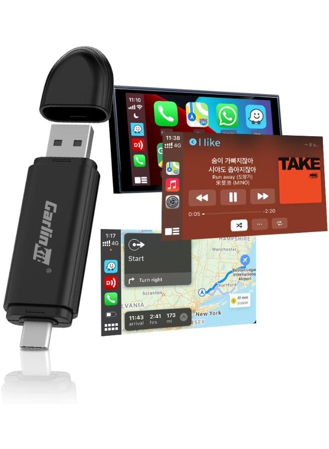 Carlinkit Mini SE Stick Wireless CarPlay Adapter - New Upgraded Compact Design - Support Bluetooth 5.4 & WiFi 6 - Plug & Play Dongle for OEM Wired CarPlay Cars (2015-Now) - Image 1